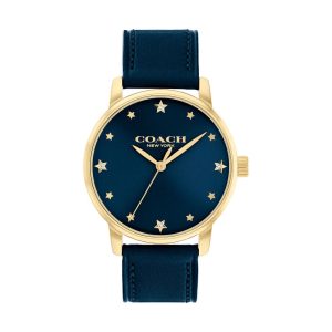 Coach New York Blue Dial And Leather Strap Women Watch 14504074