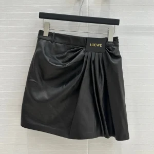 Loewe Draped Leather Skirt Lambskin