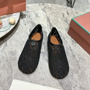 LP hollow knit ballet flats black fabric 379027