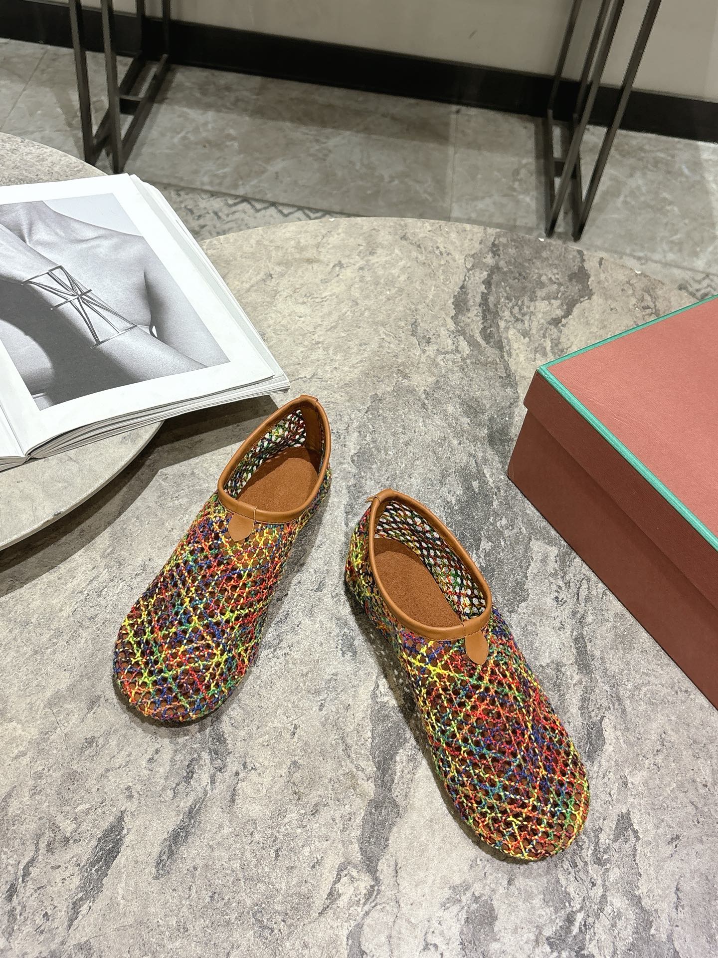 LP hollow knit ballet flats multicolor original leather 379022 - Image 2