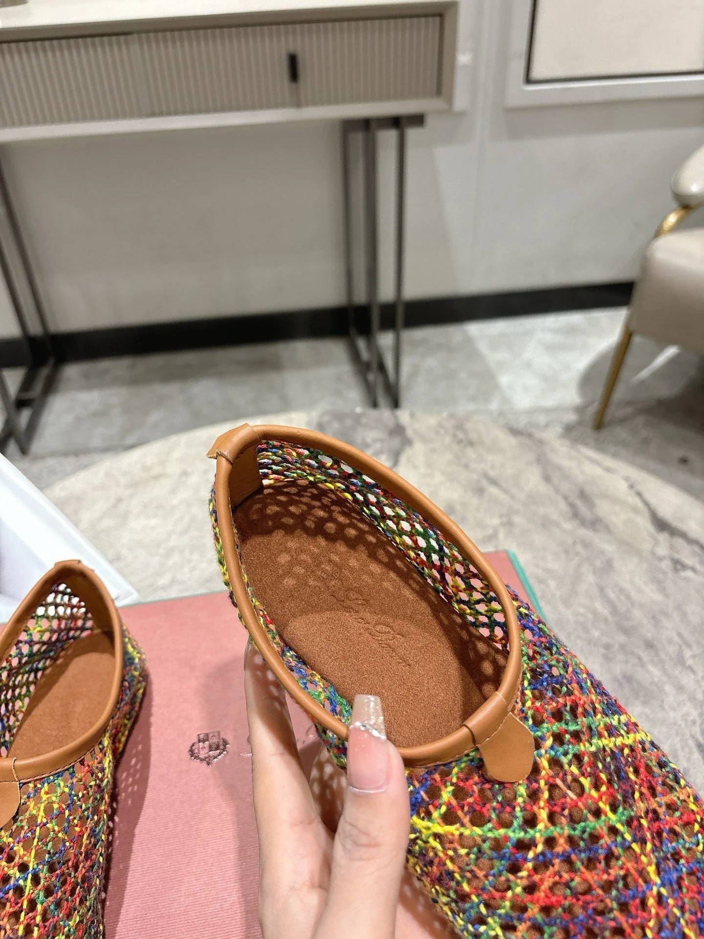 LP hollow knit ballet flats multicolor original leather 379022 - Image 8