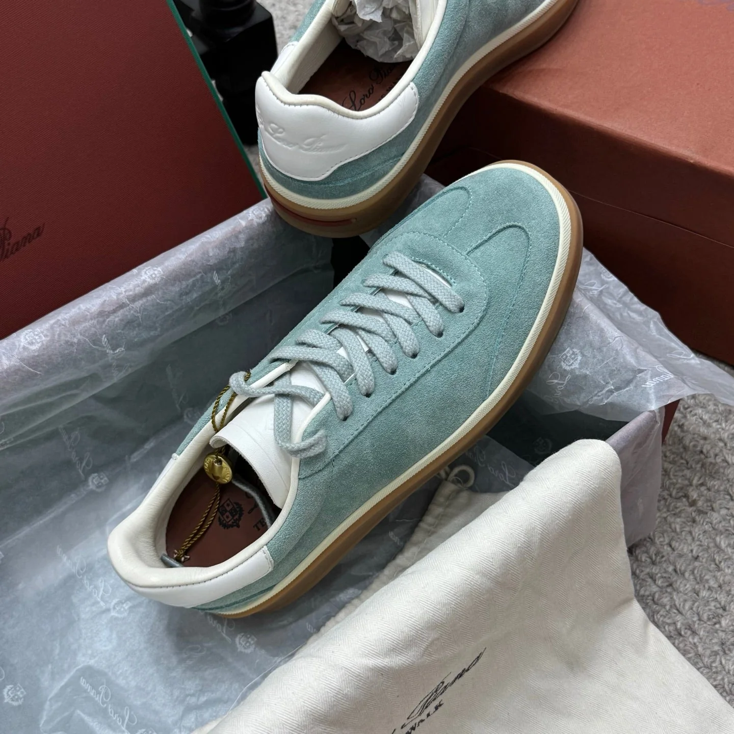 LP sneaker unisex style light aqua  sheepskin mix suede 384720 - Image 5