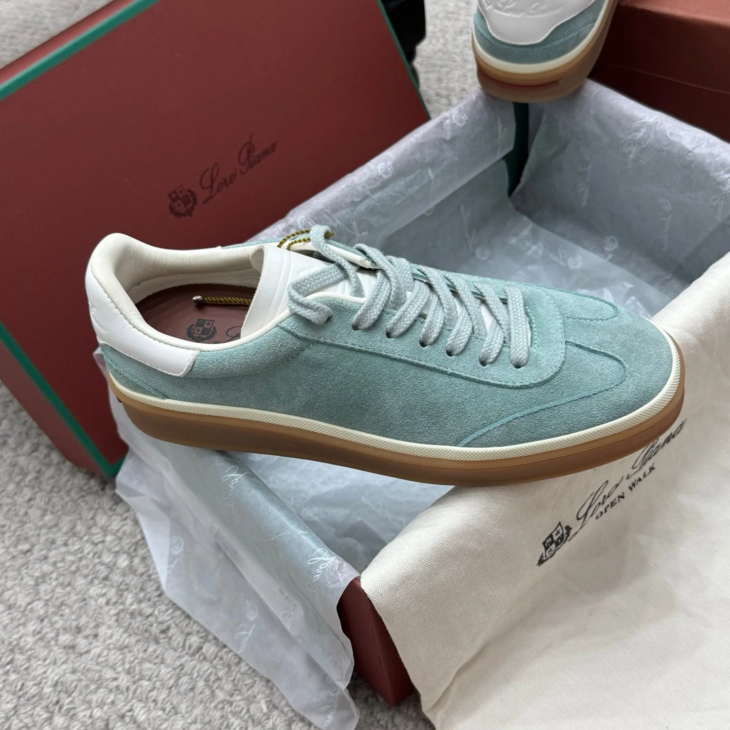 LP sneaker unisex style light aqua  sheepskin mix suede 384720 - Image 6