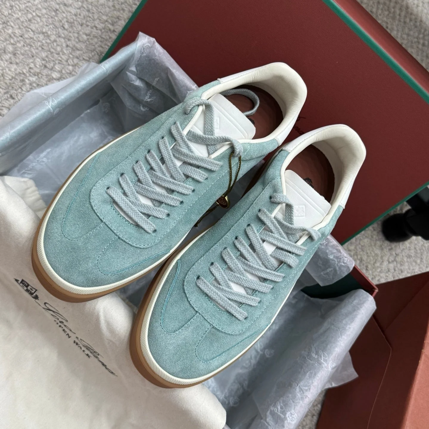 LP sneaker unisex style light aqua  sheepskin mix suede 384720 - Image 9