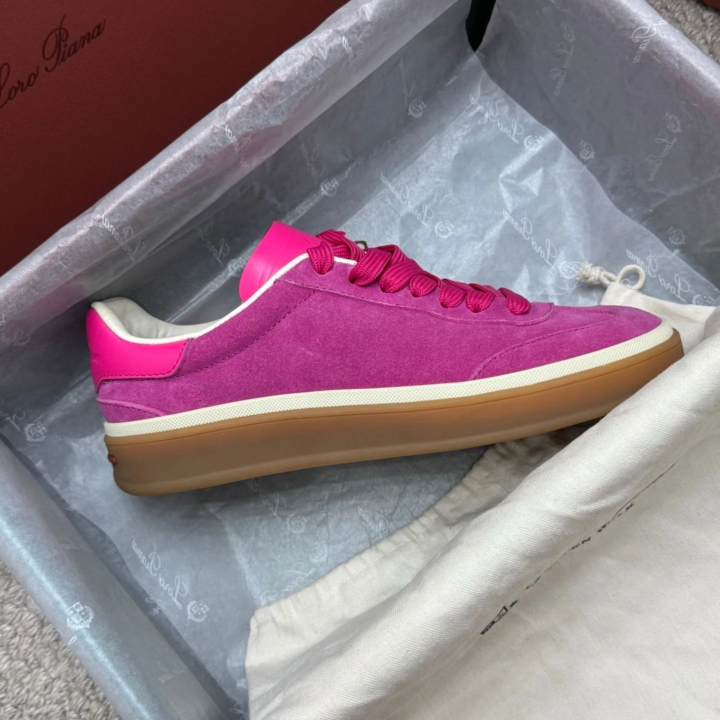 LP sneaker unisex style hot pink sheepskin mix suede 384719 - Image 2