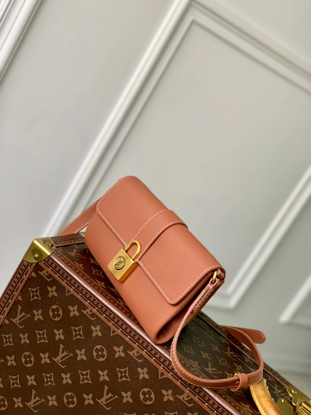 LV Lock Bag Brown Gold Calfskin 240869 - Image 3