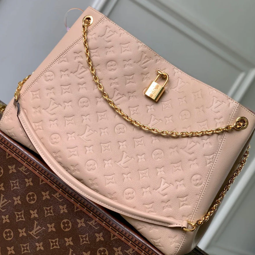 Anytime 42cm Tote Bag Light Pink Gold Empreinte leather 251561