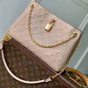 Anytime 34cm Tote Bag Pure Beige Gold Empreinte leather 251568