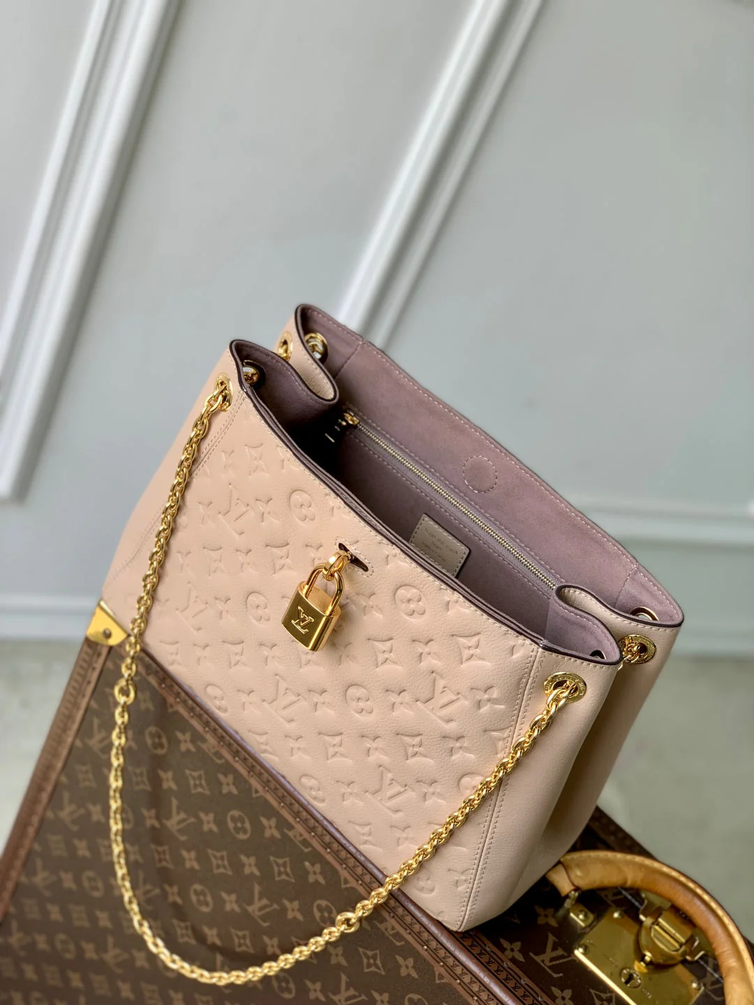 Anytime 34cm Tote Bag Pure Beige Gold Empreinte leather 251568 - Image 8