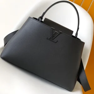 CAPUCINES GM 38CM ALL  BLACK TAURILLON LEATHER 252015