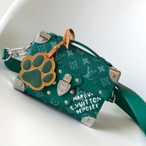 LV Soul Trunk handbag 19cm Green mix White Canvas Leather 252098