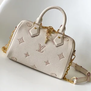 LV Speedy 20 BandouliÃ¨re Bag Beige Embossed cowhide 252519