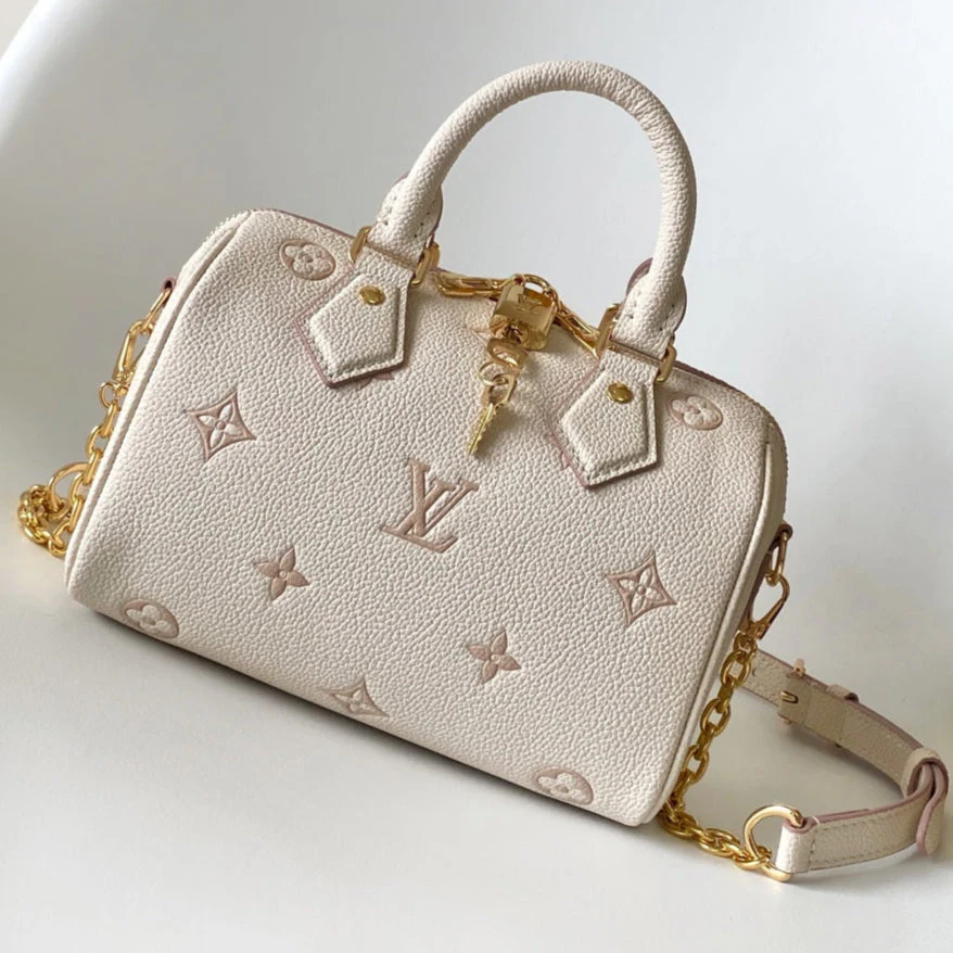 LV Speedy 20 BandouliÃ¨re Bag Beige Embossed cowhide 252519