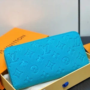 LV Ã— TM Zipper Wallet Blue Gold Leather 329915