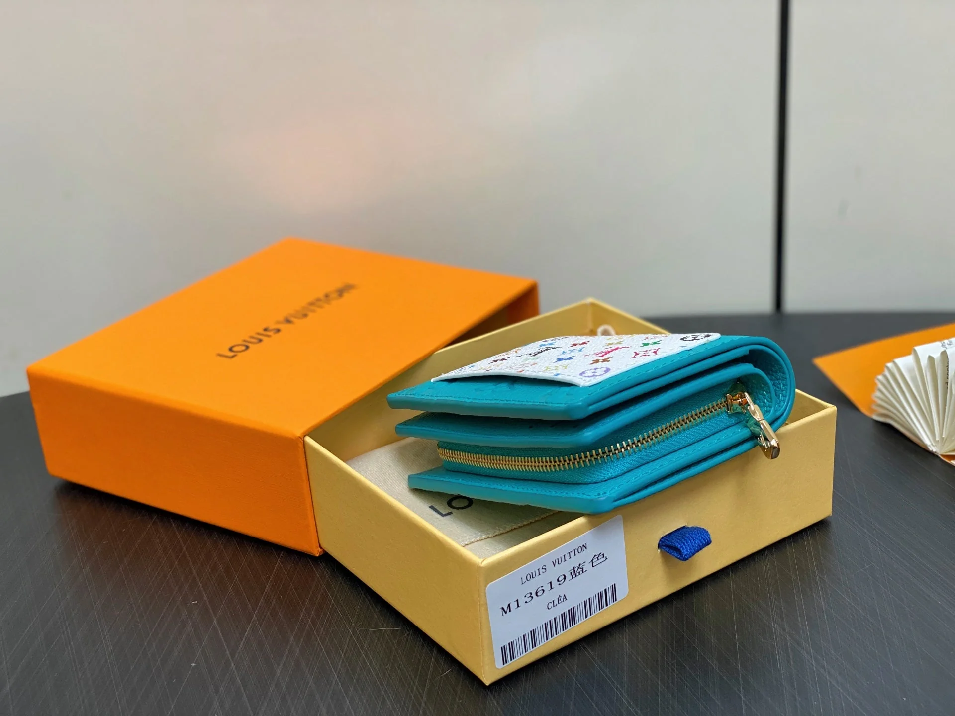 LV x TM ROMY Wallet Blue Gold Leather 329927 - Image 9