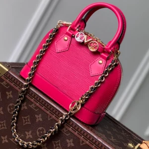LV Alma Monogram Bag 19.5cm Rose Red Epi Leather 337570
