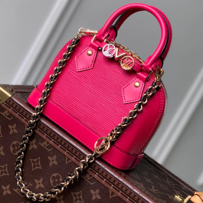 LV Alma Monogram Bag 19.5cm Rose Red Epi Leather 337570
