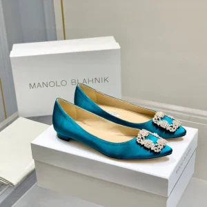 Manolo Diamond Buckle Pumps Olympic Silk 327506