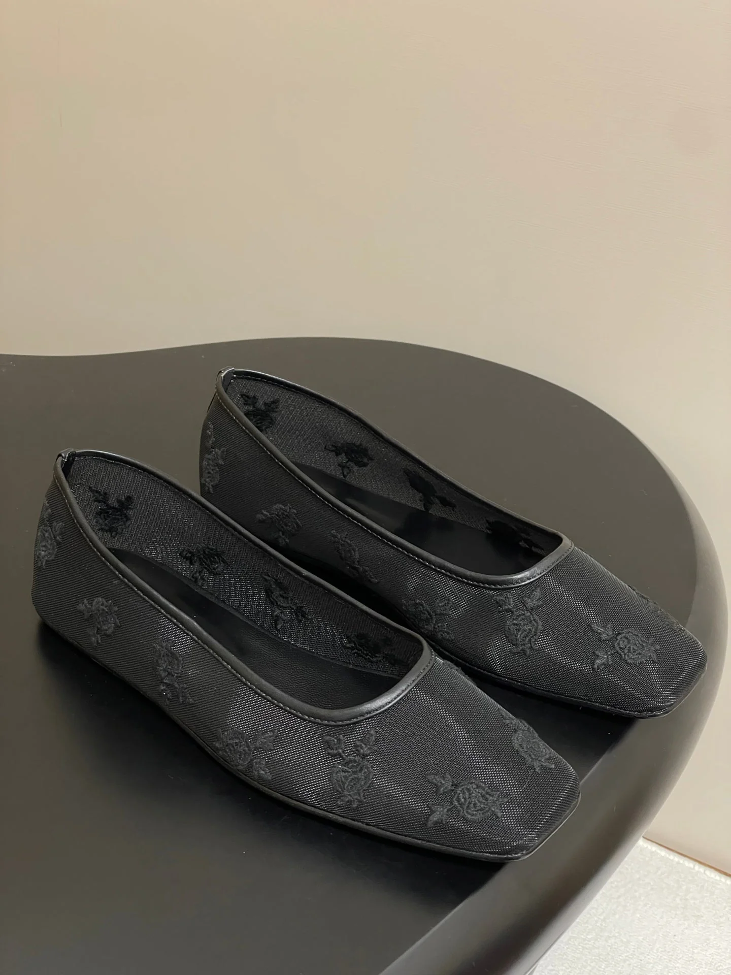 Manolo 25 Ballet Flats Black Mesh Fabric 319742 - Image 3