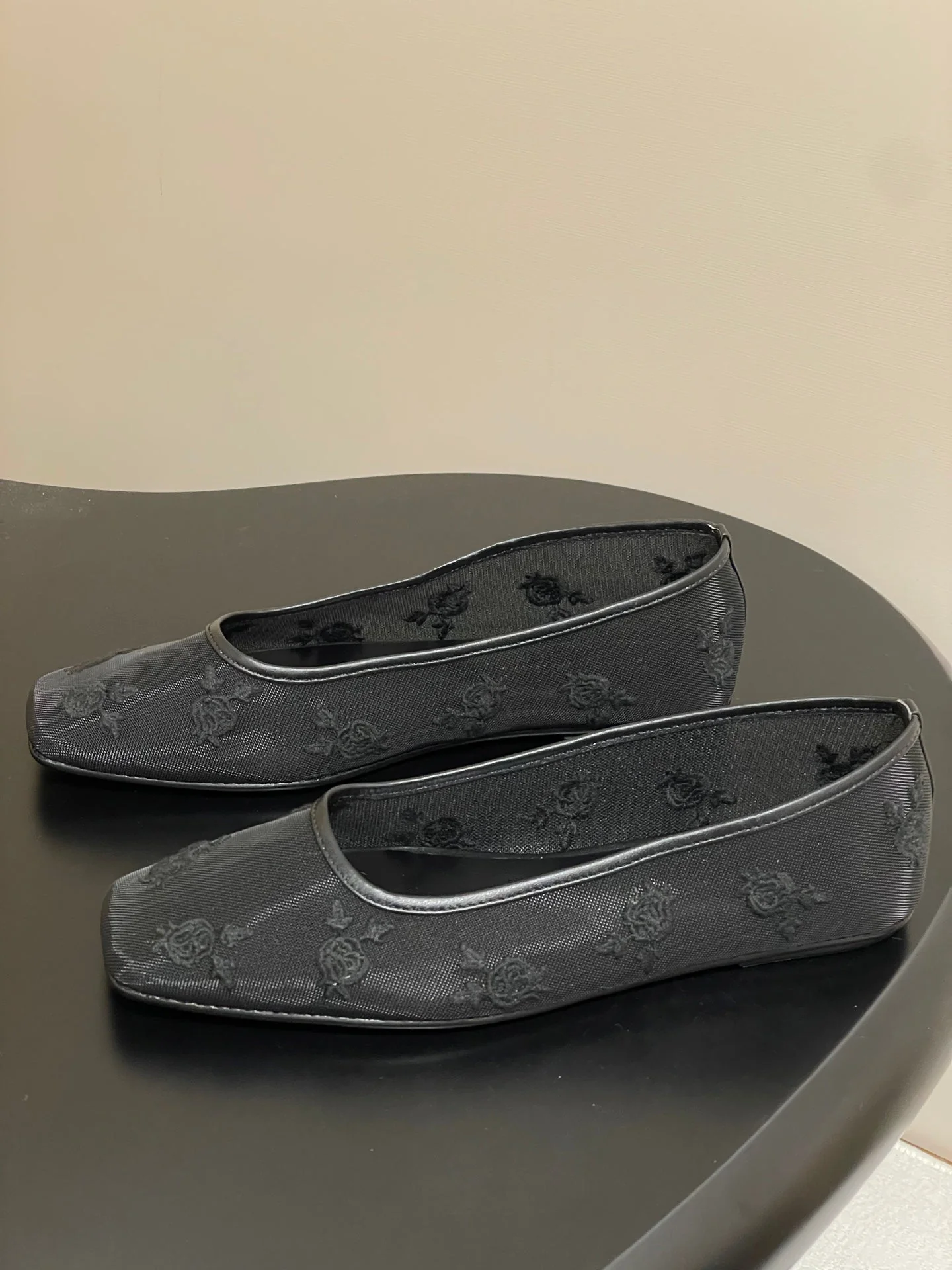 Manolo 25 Ballet Flats Black Mesh Fabric 319742 - Image 4