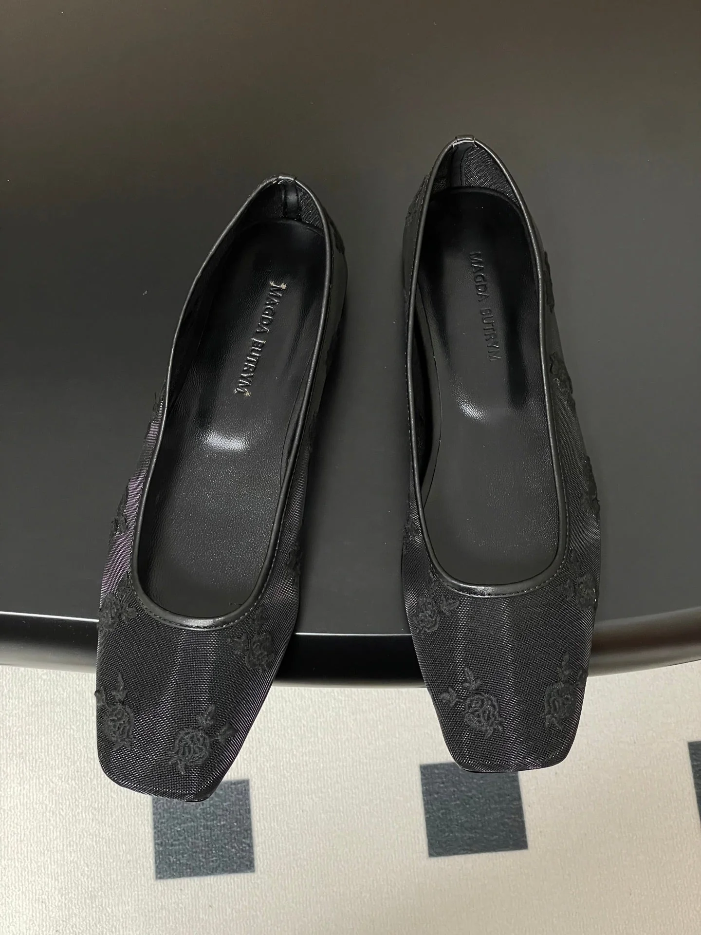 Manolo 25 Ballet Flats Black Mesh Fabric 319742 - Image 8