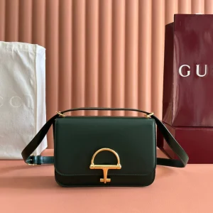Gucci Siena Small Shoulder Bag Dark Green Leather 272118