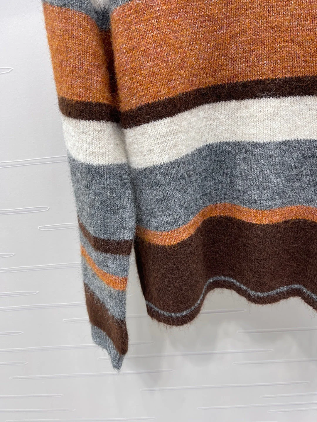 Chanel 2025 Striped Pullover Long-sleeved Sweater Brown Wool Cashmere 319607 - Image 3