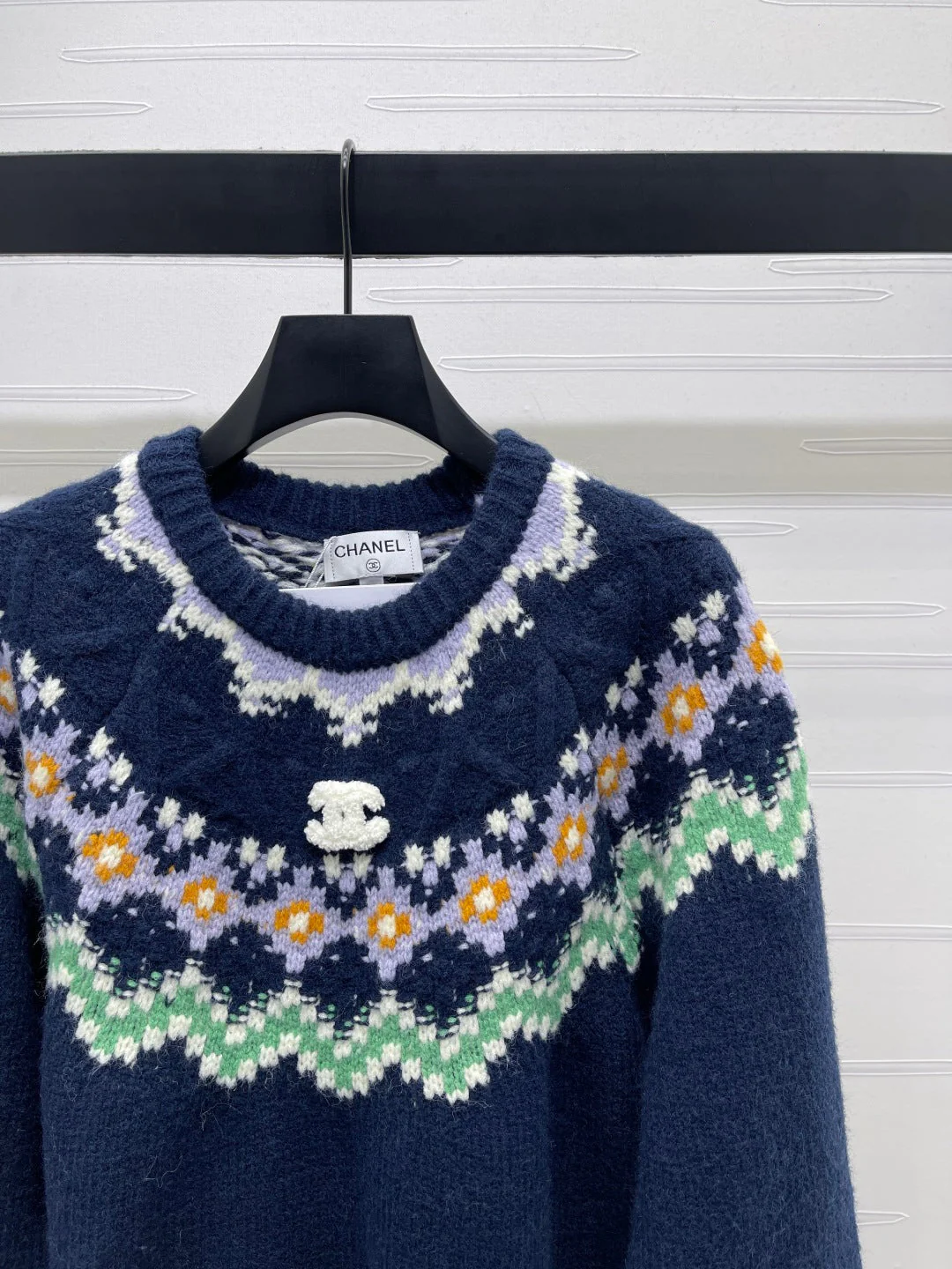 Chanel 2025 Sweater Dark Blue Mix Colors Wool Nylon 319616 - Image 8