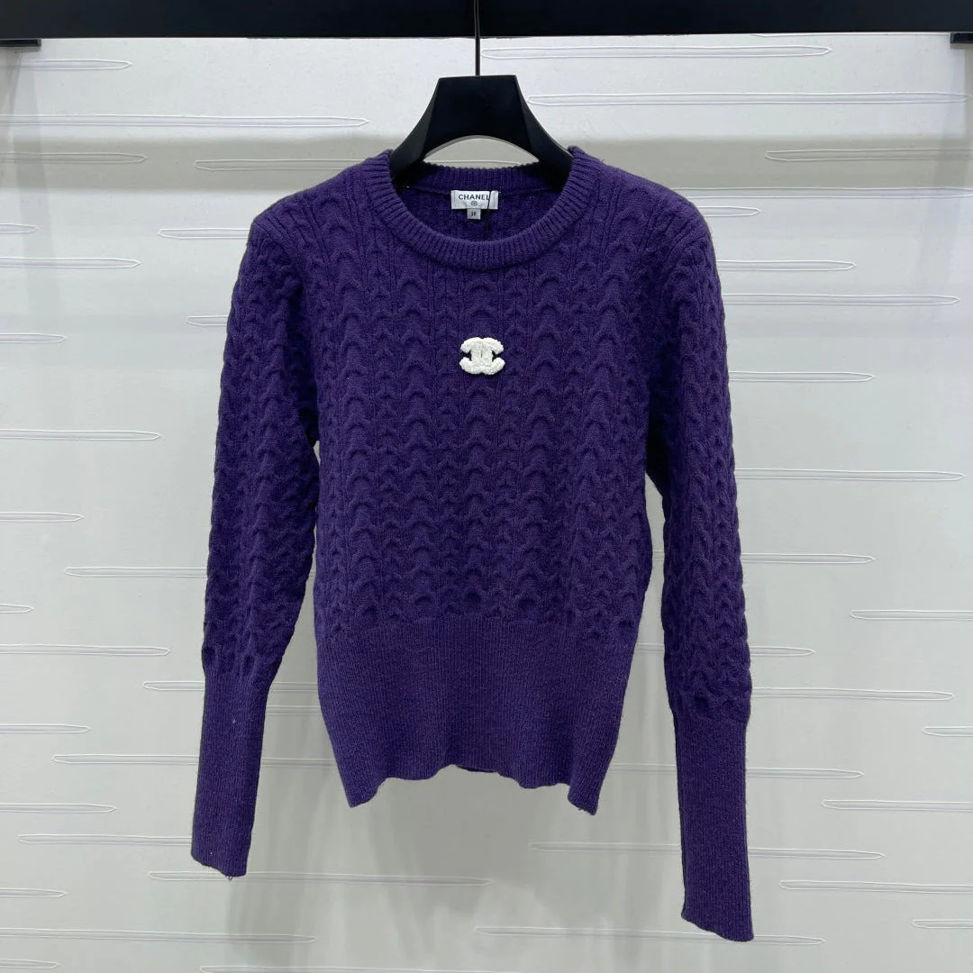 Chanel 2025 Long-sleeved Sweater Purple Wool Acrylic Nylon 319587
