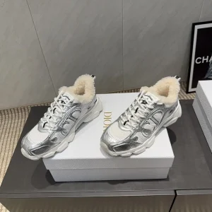 CD platform casual sneaker white sliver wool suede mesh 539676