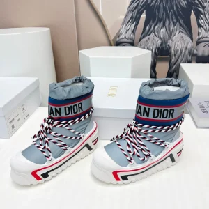 CD Snow Ankle Boots Light Blue Cowhide Nylon Fabric 539659