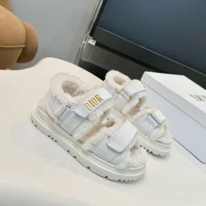 CD Dioract Sandal White Suede Wool 529374