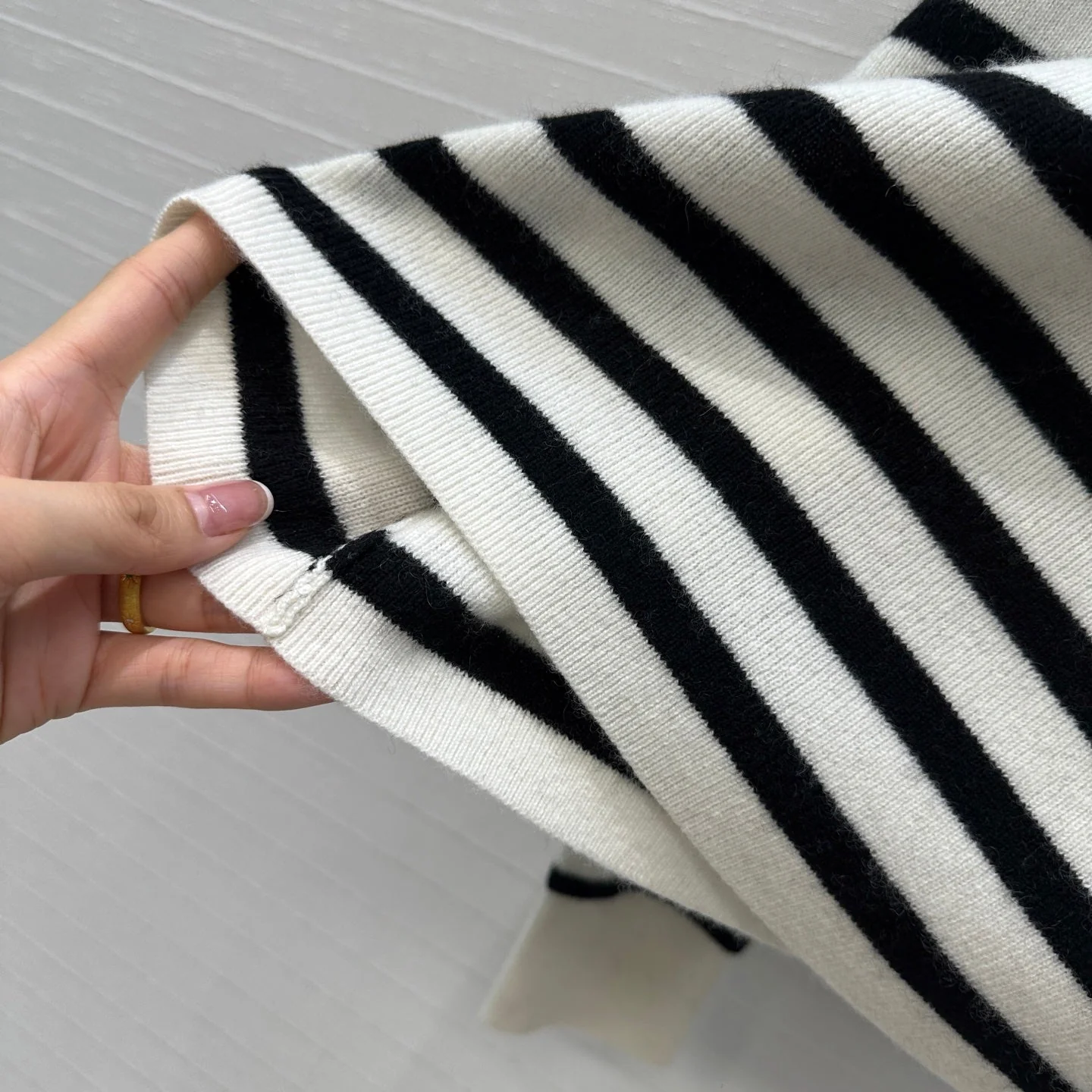 Celine 2025 Striped Sweater White Black Cashmere 318640 - Image 4