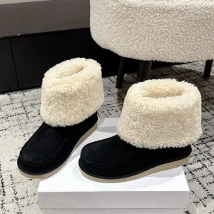 Chloe Snow Boots Black Suede Wool 514335