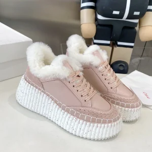Chloe Nama Sneaker Pink Cowhide Wool 531605