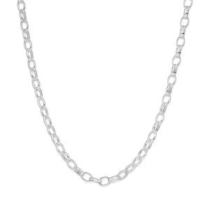 50cm 7.5mm Width Oval Belcher Chain in Sterling Silver