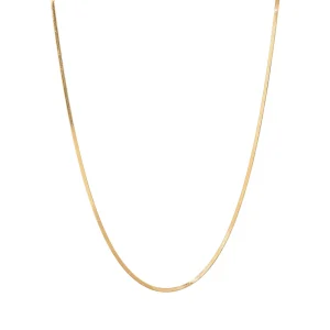 45cm 3mm Width Herringbone Chain Necklace in 9kt Yellow Gold