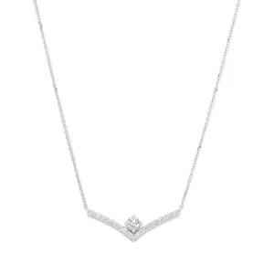 45cm Contour Solitaire Necklace with 0.32tw of Laboratory-Grown Diamonds in Sterling Silver and Platinum