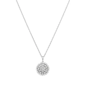 45cm Round Pendant Necklace with 0.50tw of Laboratory-Grown Diamonds in Sterling Silver and Platinum