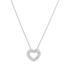 45cm Heart Pendant Necklace with 0.25tw of Laboratory-Grown Diamonds in Sterling Silver and Platinum