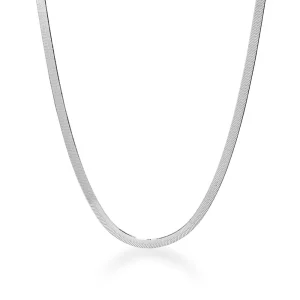 45cm 4mm Width Herringbone Chain Necklace in Sterling Silver