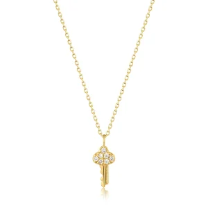 Ania Haie 14kt Gold Natural Diamond Key Necklace