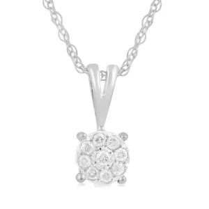 45cm Solitaire Look Necklace Diamond Set in 9kt of White Gold