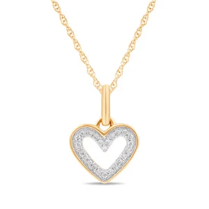 45cm Diamond Set Open Heart Necklace in 9kt Yellow Gold