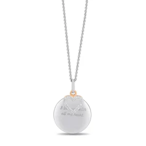 Heart and Disc Necklace with 0.05tw of Diamonds in Sterling Silver