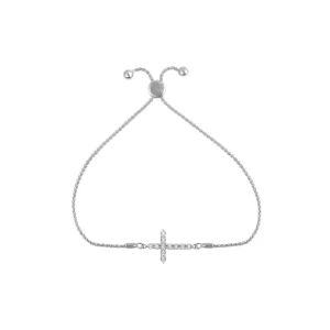 12cm Diamond Set Miracle Cross Bolo Bracelet in Sterling Silver