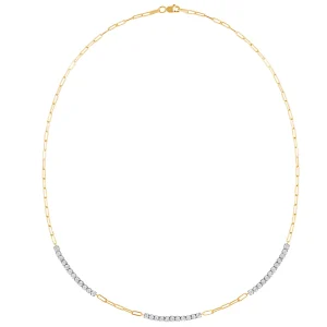 43cm Paperclip Tennis Necklace with 0.50tw of Diamonds in 9kt Yellow Gold