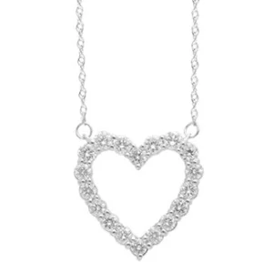 45cm Heart Pendant Necklace with 0.50tw of Laboratory-Grown Diamonds in Sterling Silver and Platinum