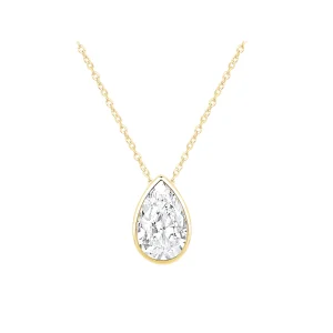 45cm Pear Cut Solitaire Necklace with 1.00ct of Laboratory-Grown Diamonds in 9kt Yellow Gold