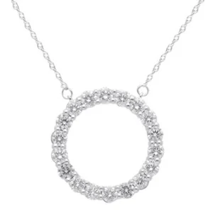 45cm Open Circle Pendant Necklace with 1.00tw of Laboratory-Grown Diamonds in Sterling Silver and Platinum